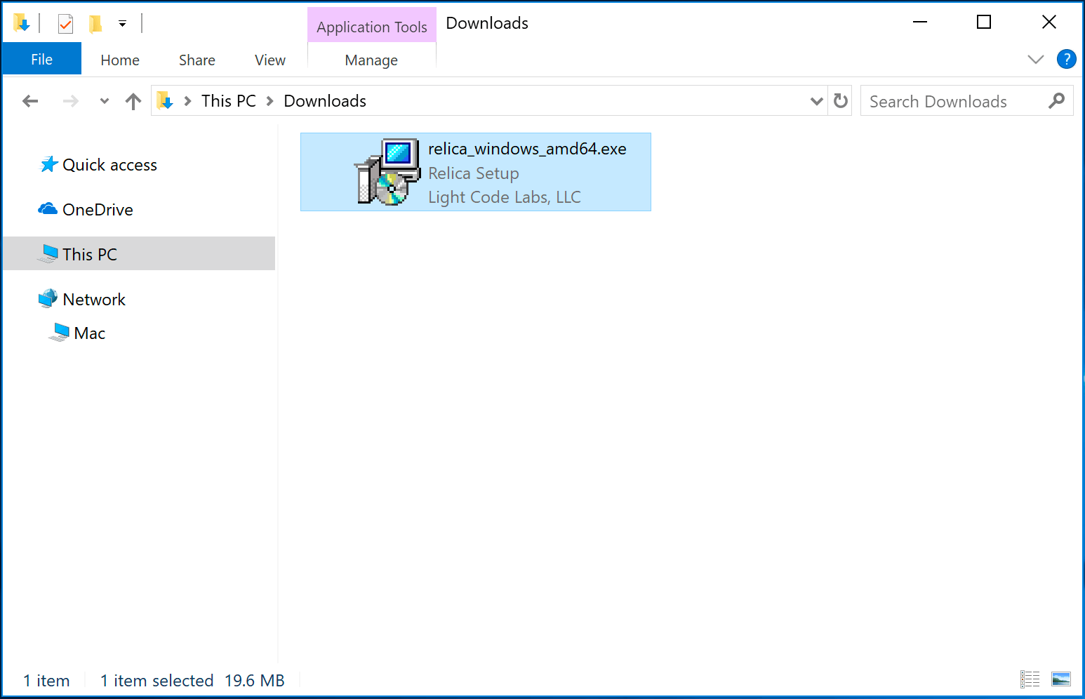 Open the Relica installer exe.